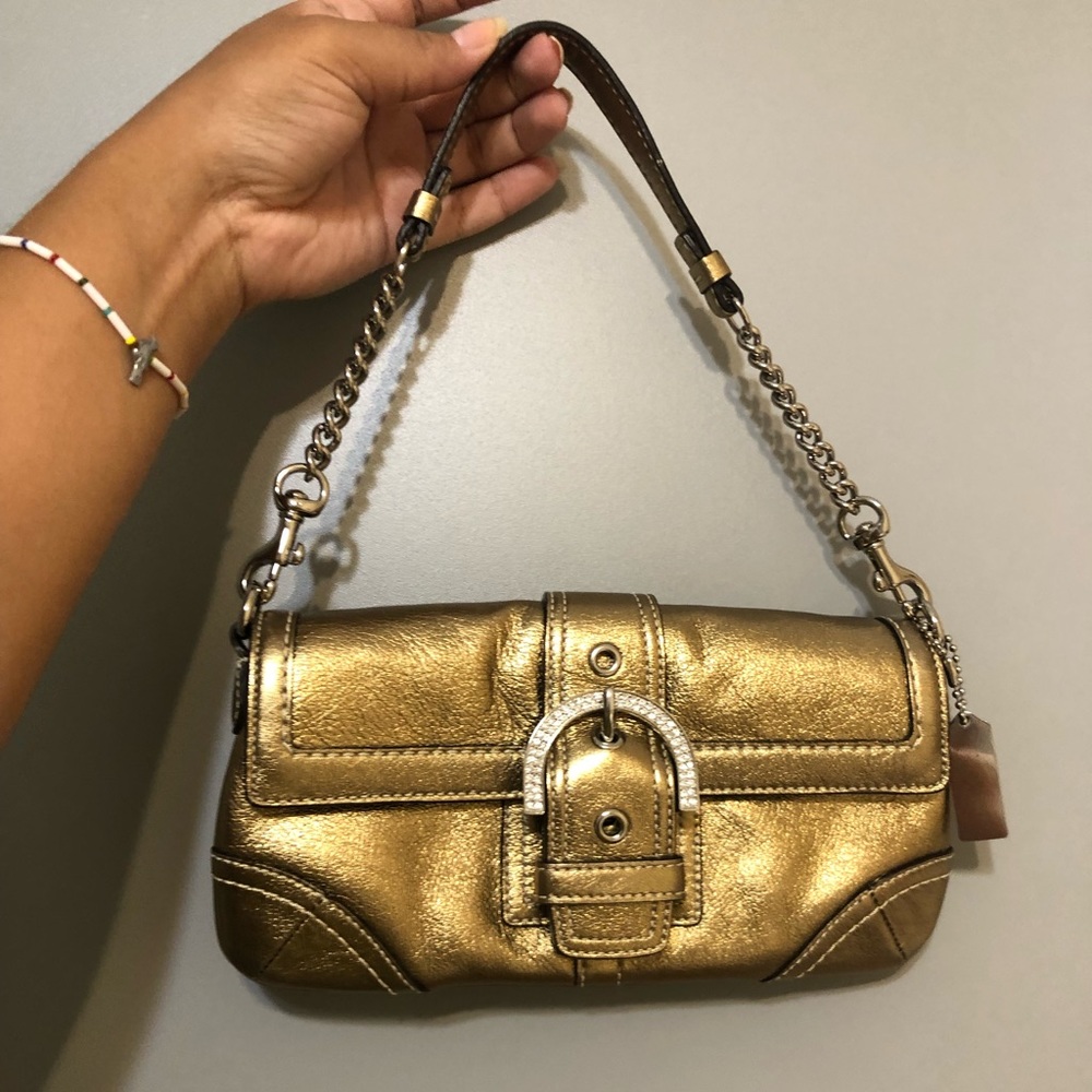 Coach gold shoulder bag